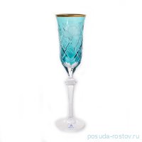 Бокалы для шампанского 225 мл 6 шт &quot;Роза /Золотой кант /Бирюза&quot; / 135835
