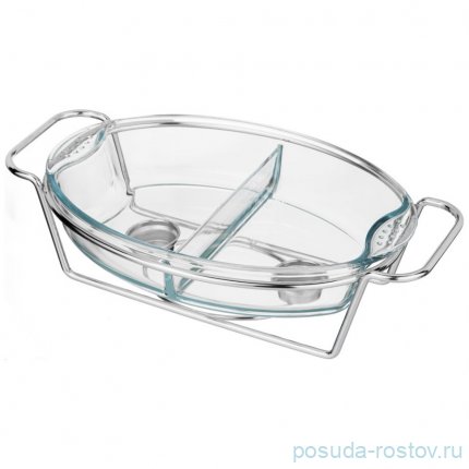 Мармит 2 отсека 2,6 л овальный silver Agness / 336647