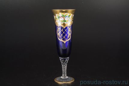 Бокалы для шампанского 180 мл 6 шт &quot;Лепка синяя&quot; крученная ножка / 036088