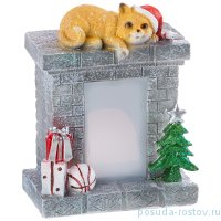 Фигурка 14 х 8 х 18 см &quot;Котёнок на камине&quot; с подсветкой / 271190