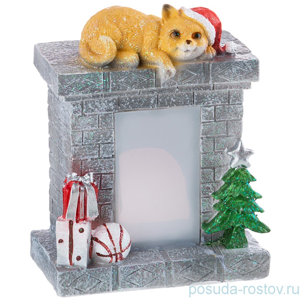 Фигурка 14 х 8 х 18 см "Котёнок на камине" с подсветкой / 271190