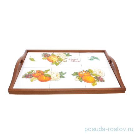 Поднос 48 х 23 см прямоугольный &quot;Artigianato ceramico /Апельсин и роза&quot; / 229036