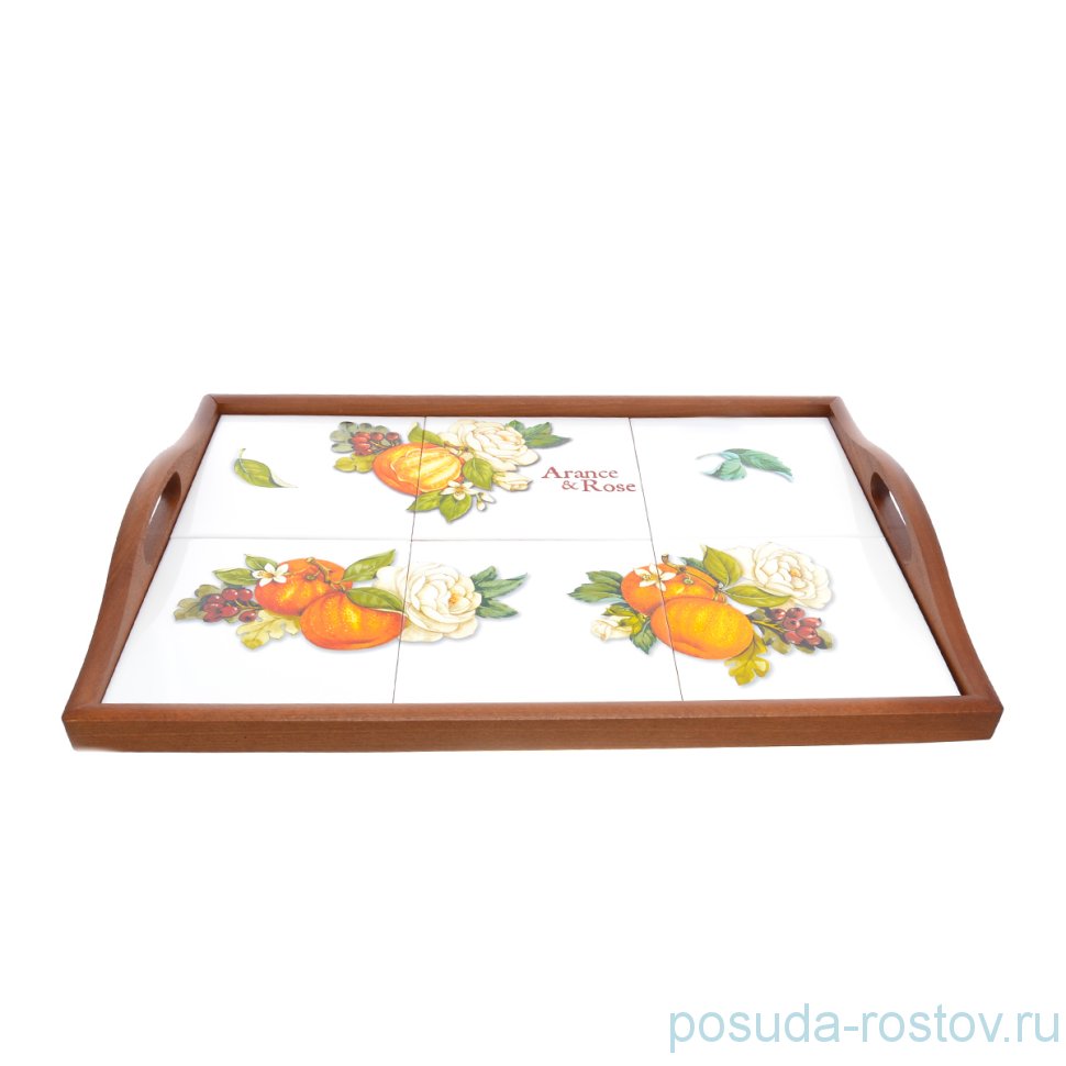 Поднос 48 х 23 см прямоугольный "Artigianato ceramico /Апельсин и роза" / 229036