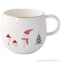 Кружка 400 мл с золотым кантом &quot;Снеговик /Let It Snow&quot; / 362008