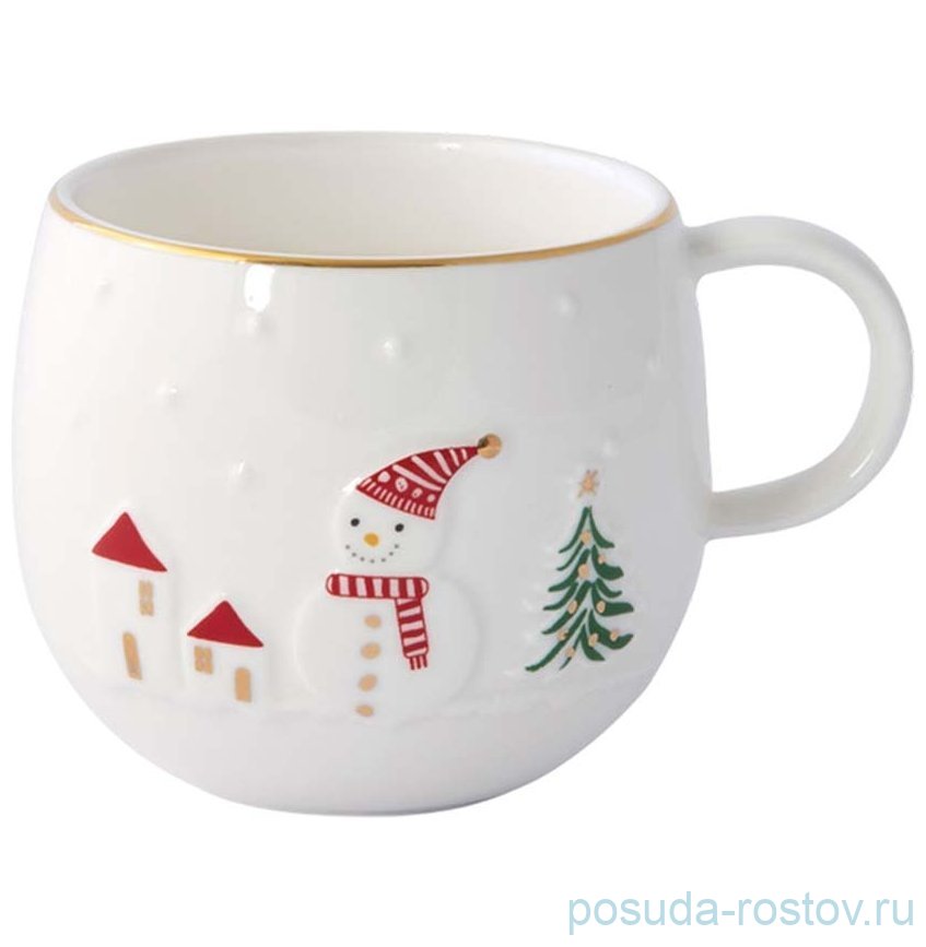 Кружка 400 мл с золотым кантом "Снеговик /Let It Snow" / 362008