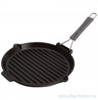 Сковорода-гриль 27 см круглая с силиконовой ручкой чёрная &quot;Grill Pans&quot; / 323380