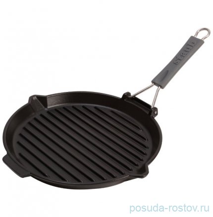 Сковорода-гриль 27 см круглая с силиконовой ручкой чёрная &quot;Grill Pans&quot; / 323380