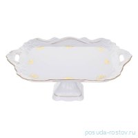Поднос 36 см прямоугольный н/н с ручками &quot;Аляска /Золотые розочки&quot; / 330539