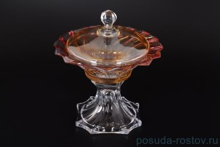 Ваза для конфет 21 см с крышкой н/н &quot;Пикадилли /янтарно-красная&quot; R-G / 124709