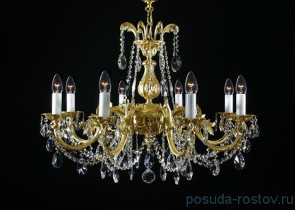 Люстра 10 рожковая хрусталь /золото &quot;Роял&quot; h-70-120 см, диаметр-80 см / 054562