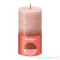 Свеча Рустик 13 х 6,8 см &quot;Sunset /Мистический розовый + янтарь /Bolsius&quot; (время горения 60 ч) / 278290