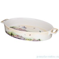 Блюдо 36,5 х 21 х 6 см овальное с ручками &quot;Синие коты /Лаванда&quot; / 250823