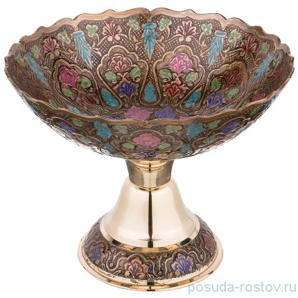 Конфетница 18,5 х 18,5 х 14 см н/н цветная эмаль /латунь / 195611