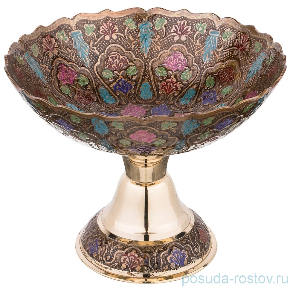 Конфетница 18,5 х 18,5 х 14 см н/н цветная эмаль /латунь / 195611