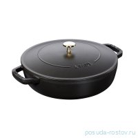 Сотейник 28 см с чугунной крышкой 3,7 л чёрный &quot;Чистера&quot;  / 253297