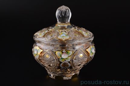 Вазочка 5,5 см 160 мл с крышкой &quot;Хрусталь с золотом&quot; / 091922