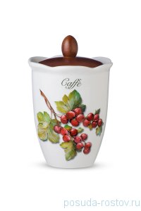 Банка для сыпучих продуктов 19 см с деревянной крышкой Кофе &quot;Artigianato ceramico /Лесные ягоды&quot; / 243556