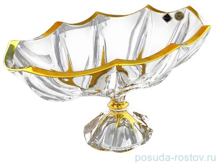 Ваза для фруктов 39 см н/н &quot;Calypso /С золотом&quot; хрусталь Йиглава / 019133