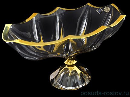 Ваза для фруктов 39 см н/н &quot;Calypso /С золотом&quot; хрусталь Йиглава / 019133
