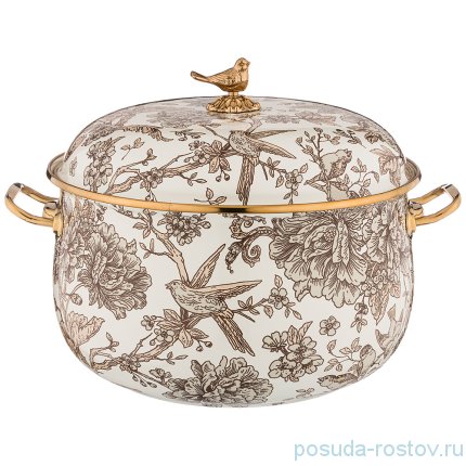 Кастрюля 26 см с крышкой эмалированная 7,5 л &quot;agness /винтаж /королевский сад&quot; / 210635