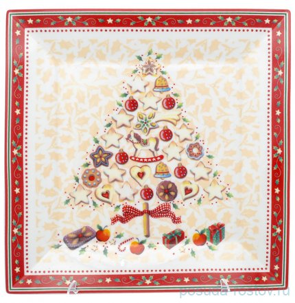 Блюдо 22 см квадратное &quot;Christmas world /Multi&quot; / 230087