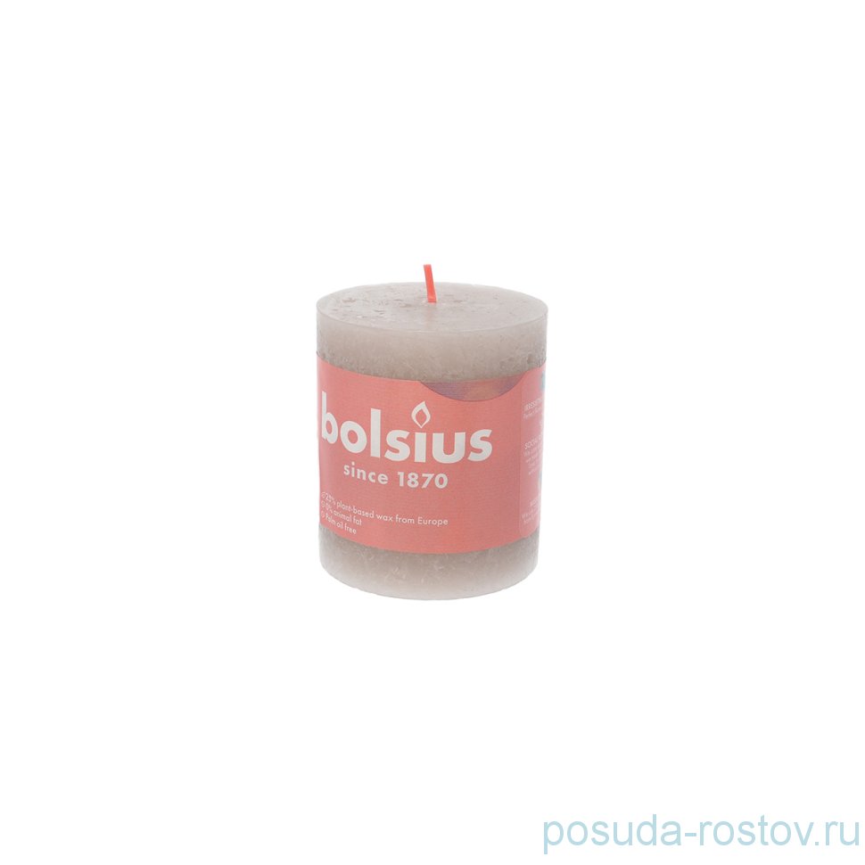 Свеча Рустик 8 х 6,8 см "Песочно-серая /Bolsius"   / 257264