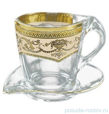 Набор чайных пар 260 мл 12 предметов (6 чашек + 6 блюдец) &quot;Astra Gold /Бежевая&quot; / 107165