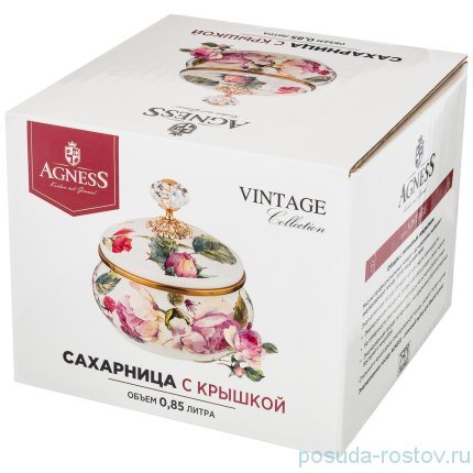Сахарница 850 мл &quot;agness /винтаж /розы&quot; / 197739