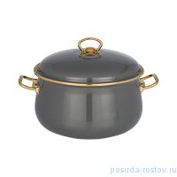 Кастрюля 20 х 13 см с крышкой эмалированная 3,7 л серая &quot;Agness /Deluxe&quot; / 210697