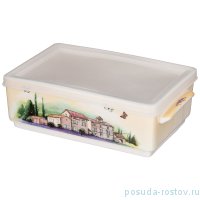 Блюдо 20,5 х 12 см прямоугольное с ручками и силиконовой крышкой &quot;Синие коты /Лаванда&quot; / 250825