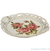 Блюдо 29 х 27 х 4 см овальное с ручками &quot;Корейская роза&quot; / 186433