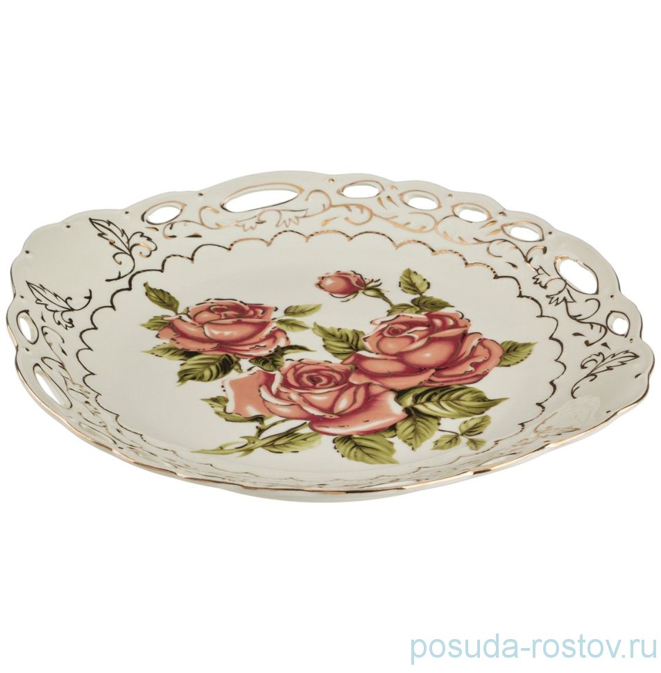 Блюдо 29 х 27 х 4 см овальное с ручками "Корейская роза" / 186433