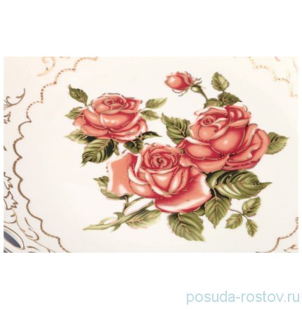 Блюдо 29 х 27 х 4 см овальное с ручками &quot;Корейская роза&quot; / 186433