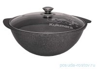 Казан для плова 4,5 л со стеклянной крышкой антипригарное покрытие &quot;Kukmara /Granit ultra&quot; / 165630