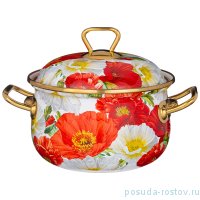 Кастрюля 16 х 11 см с крышкой эмалированная 2,1 л &quot;agness /маки&quot; / 256774