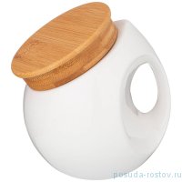 Банка для сыпучих продуктов 430 мл с бамбуковой крышкой (12 х 12 х 12 см) боковая / 214292
