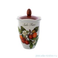 Банка для сыпучих продуктов 19 см с деревянной крышкой Соль &quot;Artigianato ceramico /Груша&quot; / 169911