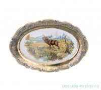 Блюдо 33 см овальное &quot;Мария-Тереза /Охота зелёная&quot; S-P / 274671