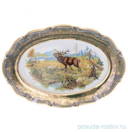 Блюдо 33 см овальное &quot;Мария-Тереза /Охота зелёная&quot; S-P / 274671