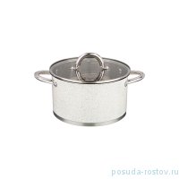 Кастрюля 16 х 9,5 см со стеклянной крышкой 1,8 л белая &quot;Agness&quot; / 213799