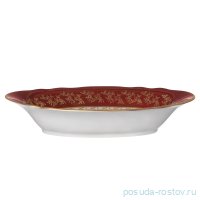 Блюдо 33 см овальное (глубокое) для хлеба &quot;Мария-Тереза /Красная /Золотые листики&quot; / 295015