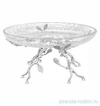 Тортница 30 см н/н "Белый обгез /серебро" / 328988