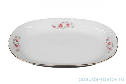 Блюдо 29 см овальное &quot;Рококо /577 /Серая роза /золото&quot; / 127646