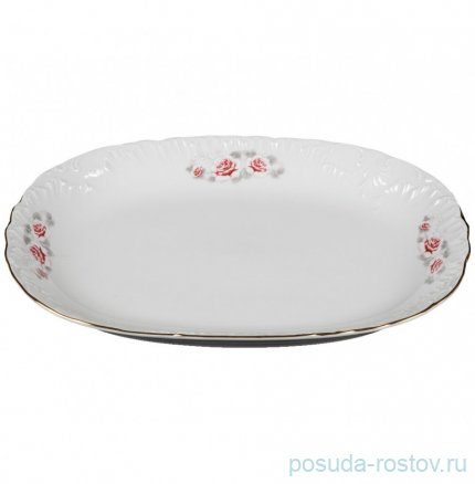 Блюдо 29 см овальное &quot;Рококо /577 /Серая роза /золото&quot; / 127646