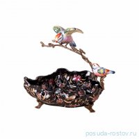 Конфетница 23 x 21 x 24 см н/н с ручкой чёрная &quot;Птицы&quot; / 342670