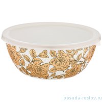 Салатник 20 х 9 см эмалированный 1,7 л с пластиковой крышкой белый &quot;Agness /Ренессанс /Розы&quot; / 210649