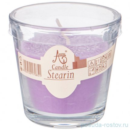 Свеча ароматическая стеариновая в стакане lavender диаметр 7,5 см высота 7,5 / 211051