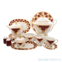 Столово-чайный сервиз на 6 персон &quot;Ромео /Золотой орнамент на красном&quot; / 226973