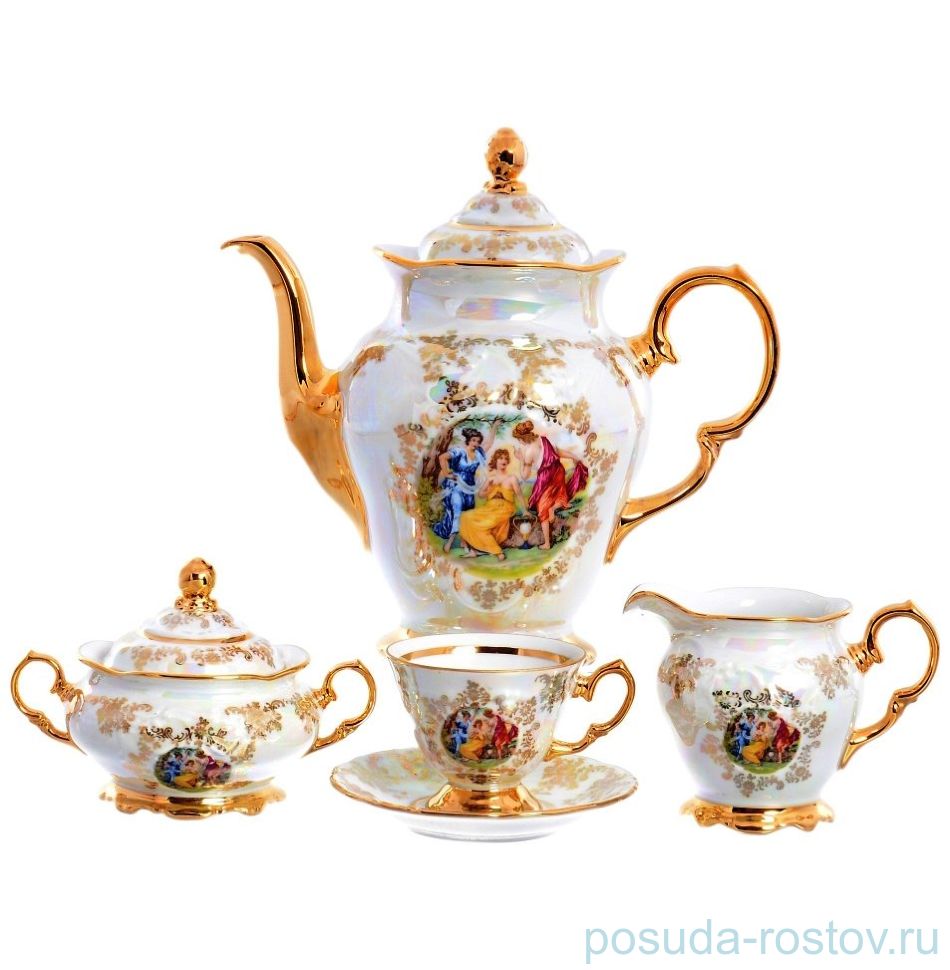 Кофейный сервиз на 6 персон 15 предметов "Фредерика /Мадонна перламутр" / 153556