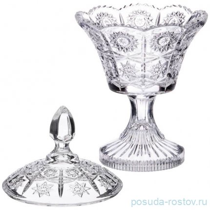 Конфетница 12 х 12 х 20 см н/н &quot;muza crystal /резная&quot; / 193020